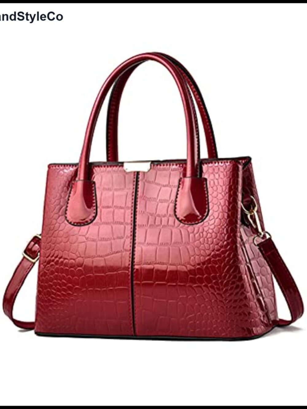 Nicole & Doris Handbag PU Leather Crocodile Texture Top Handle Satchel